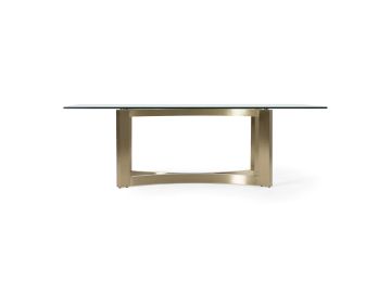 Mingus - Modern Glass + Brushed Brass Rectangualr Dining Table