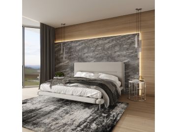 Bergeron - Contemporary Cream Woven Fabric Bed