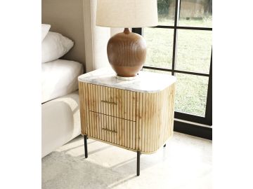 Cambridge White Marble & Mango 2 Drawer Nightstand