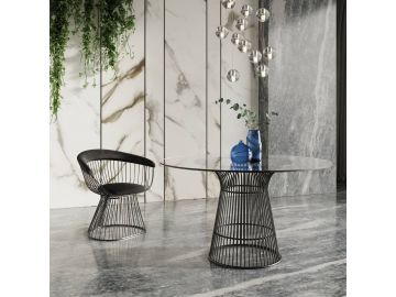 Chandler - Modern Round Glass & Black Stainless Steel Dining Table
