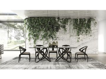Mason Modern Glass & Black Ash Dining Table