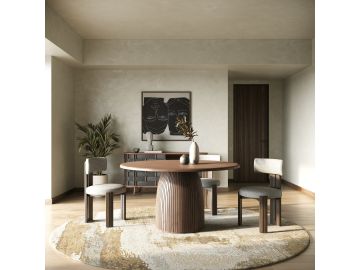 Sheridan - Mid-Century Modern Walnut Round Dining Table