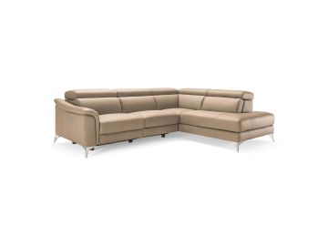 Lamod Italia Monte Carlo - Italian Modern Cappuccino Leather Right Facing Sectional Sofa