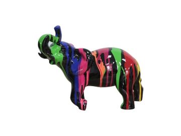 Multi Colored Black Elephant Sculpture