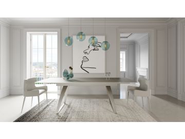 Pittson - Modern Extendable Grey Glass Dining Table