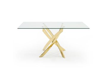 Pyrite Modern Glass and Gold Dining Table