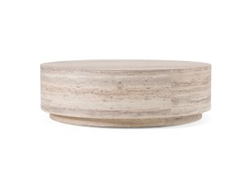 Roma - Modern Faux Travertine Round Coffee Table