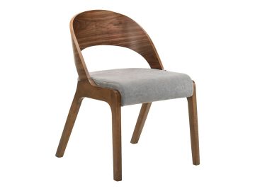 Runyon Modern Walnut & Grey Fabric Dining Chair (Set of 2)