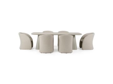 Anchor - Outdoor Grey Olefin + Stone 7-Piece Dining Set