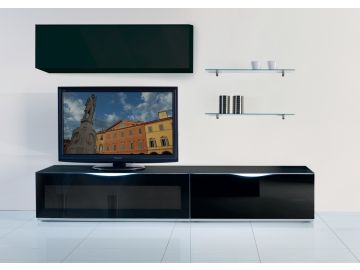 MO-USA3 Modena Modern Black TV Entertainment System Made In Italy