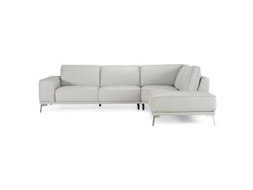 Soho - Italian Right Facing Light Grey Nirvana Leather Sectional Sofa