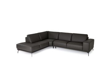 Soho - Italian Left Facing Grey Nirvana Fume Leather Sectional Sofa