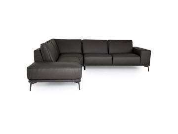 Soho - Italian Left Facing Grey Nirvana Fume Leather Sectional Sofa