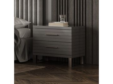 Splendor - Grey High Gloss Slatted Nightstand