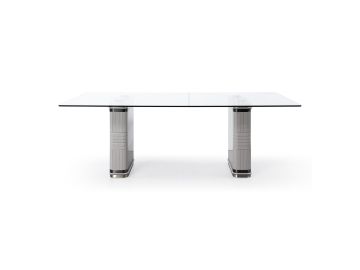 T2397 - Glass + White + Gold Dining Table