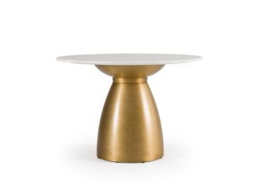 Tilly - Glam White Marble + Gold Round Dining Table