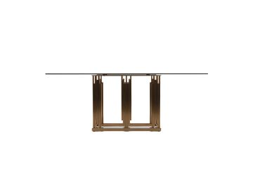 Token Modern Smoked Grey Glass & Rosegold Dining Table