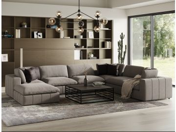 Vicki - Modern Grey Fabric Ottoman