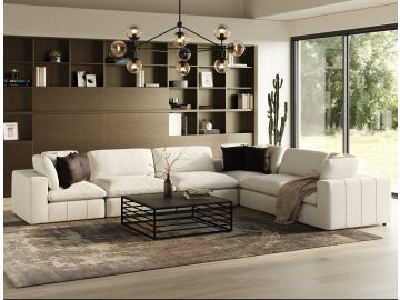Vicki - Modern Off-White Fabric Modular Corner Seat