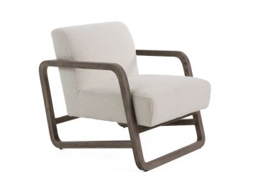 Wilber - Modern Off-White Fabric + Grey Wood Accent Chair