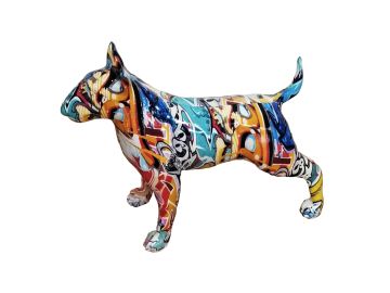 Graffiti Bull Terrier Modern Multi-Color Sculpture