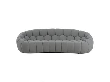 Yolonda - Modern Curved Light Grey Fabric Sofa