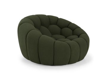 Yolonda - Modern Curved Green Fabric Chair
