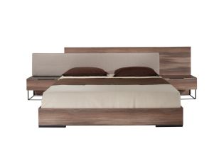 Matteo - Italian Modern Walnut & Fabric Bed