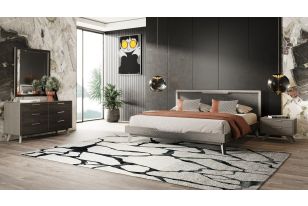 Soria Modern Grey Wash Bedroom Set