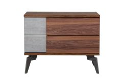 Palermo - Modern Italian Faux Concrete & Walnut Nightstand
