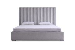 Splendor - Silver + Grey Velvet Upholstered King Platform Bed