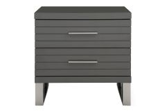 Splendor - Grey High Gloss Slatted Nightstand