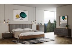 Metcalf - Mid-Century Walnut & Grey Bedroom Set