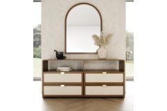 Emilio - Modern Natural Burlap + Walnut Dresser