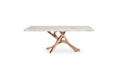Legend - Modern White Marble & Rosegold Dining Table