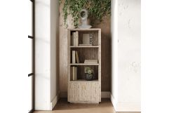 Roma - Modern Faux Travertine + Gold Bookcase